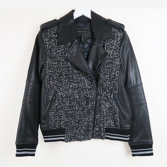BCBGMaxAzria Jackets & Blazers - BCBG MaxAzria Serina Moto Wool Leather JackeT XXS